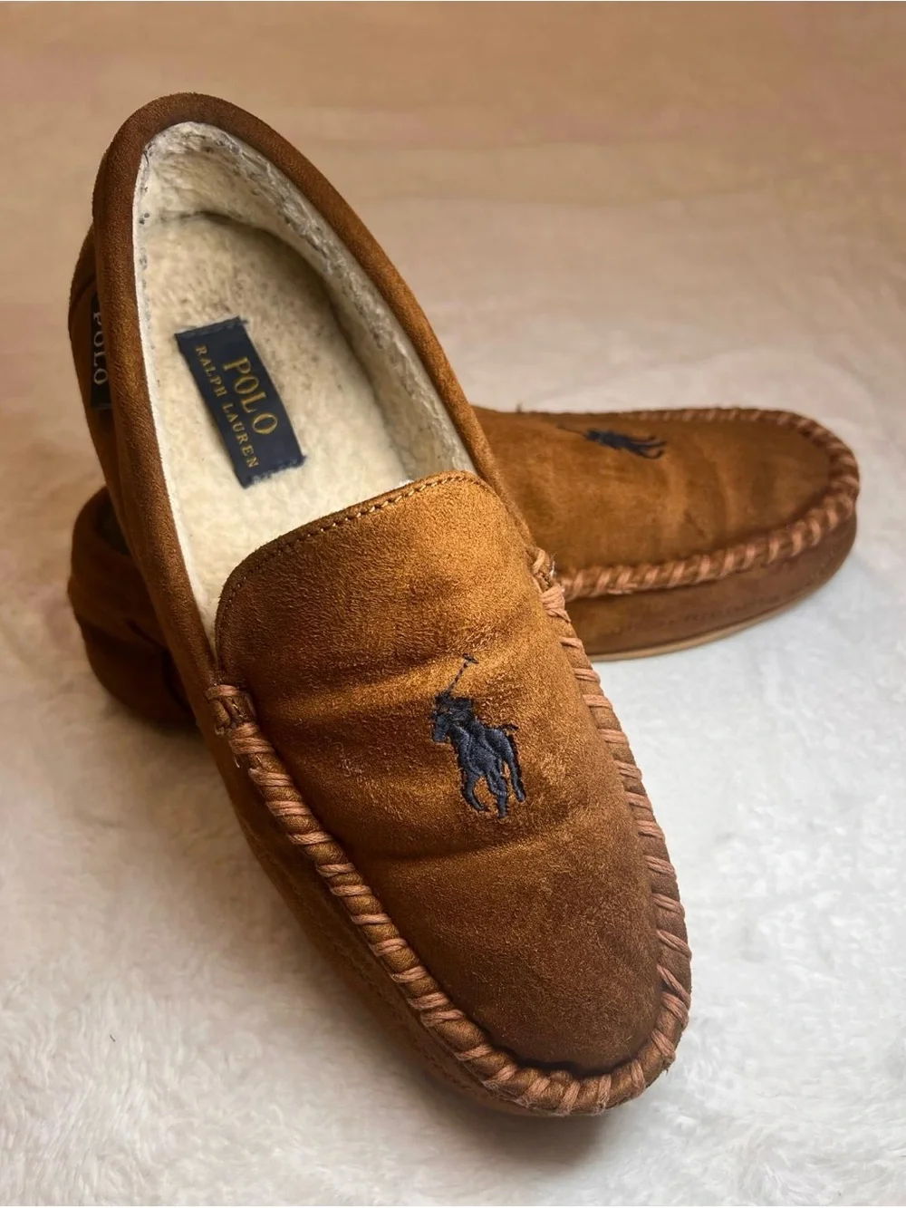Polo by Ralph Lauren Tan Suede Slip-On Moccasin Loafers